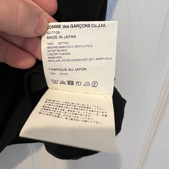 Comme des Garcons Men's Black Cotton Jersey Heart T-Shirt - Picture 9 of 10